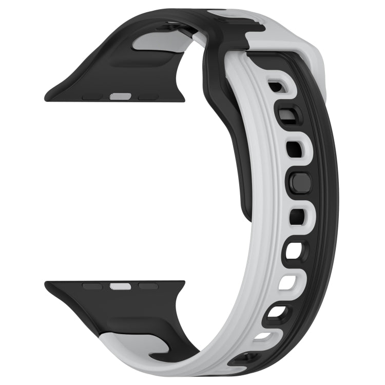 For Apple Watch 7 41mm Double Color Silicone Watch Band(Black+Grey) - Watch Bands by PMC TechLife | Online Shopping South Africa | PMC TechLife
