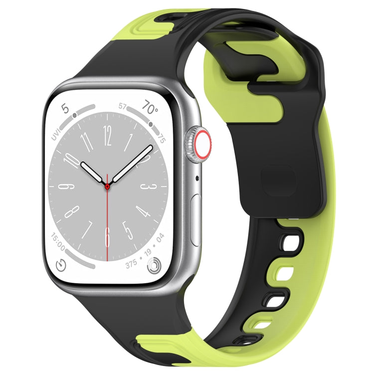 For Apple Watch 7 41mm Double Color Silicone Watch Band(Black+Green) - Watch Bands by PMC TechLife | Online Shopping South Africa | PMC TechLife