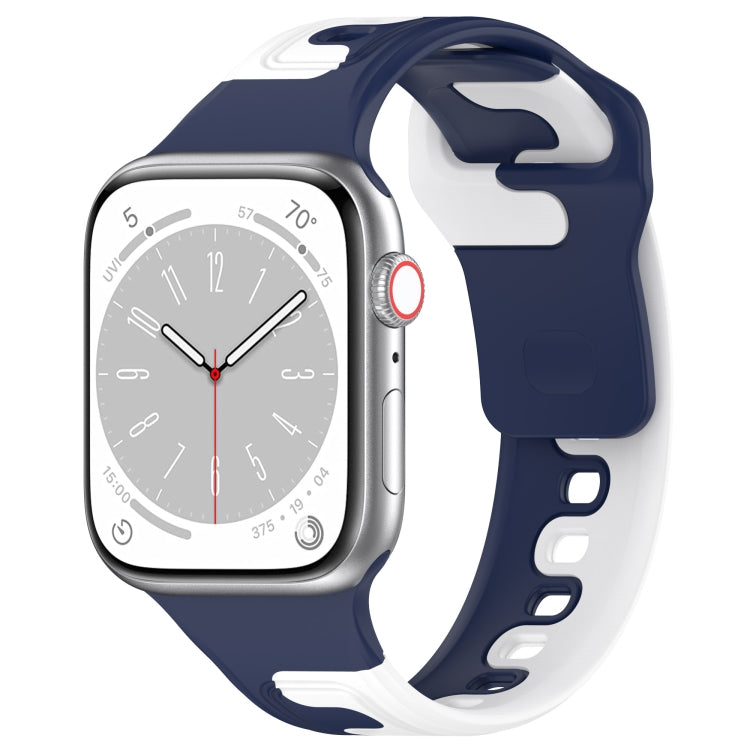 For Apple Watch SE 44mm Double Color Silicone Watch Band(Blue+White) - Watch Bands by PMC TechLife | Online Shopping South Africa | PMC TechLife