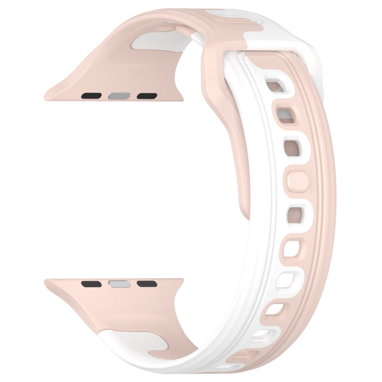 For Apple Watch 5 40mm Double Color Silicone Watch Band(Pink+White) - Watch Bands by PMC TechLife | Online Shopping South Africa | PMC TechLife