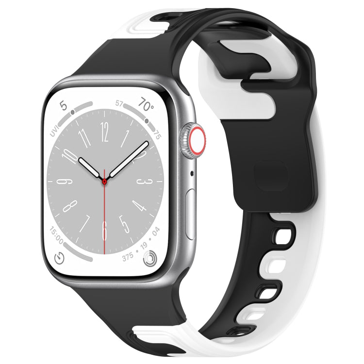 For Apple Watch 4 44mm Double Color Silicone Watch Band(Black+White) - Watch Bands by PMC TechLife | Online Shopping South Africa | PMC TechLife
