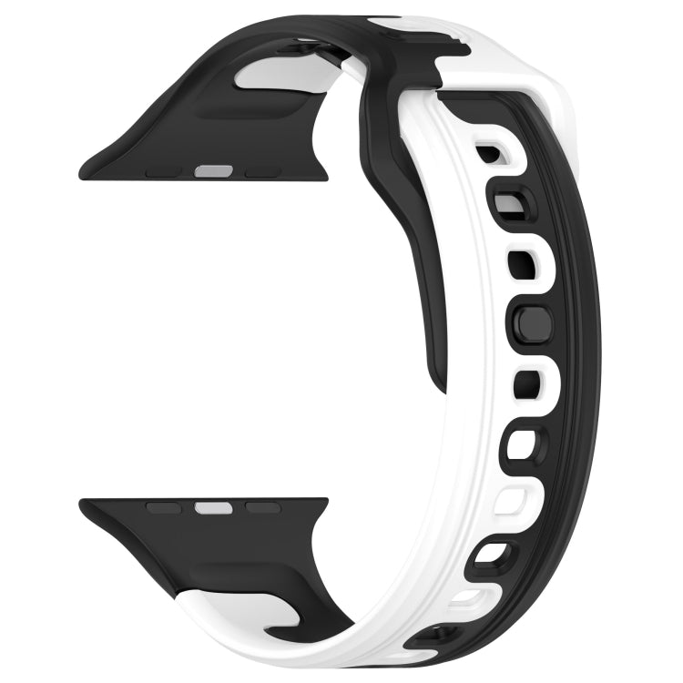 For Apple Watch 4 44mm Double Color Silicone Watch Band(Black+White) - Watch Bands by PMC TechLife | Online Shopping South Africa | PMC TechLife