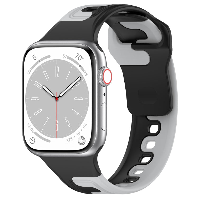For Apple Watch 4 40mm Double Color Silicone Watch Band(Black+Grey) - Watch Bands by PMC TechLife | Online Shopping South Africa | PMC TechLife