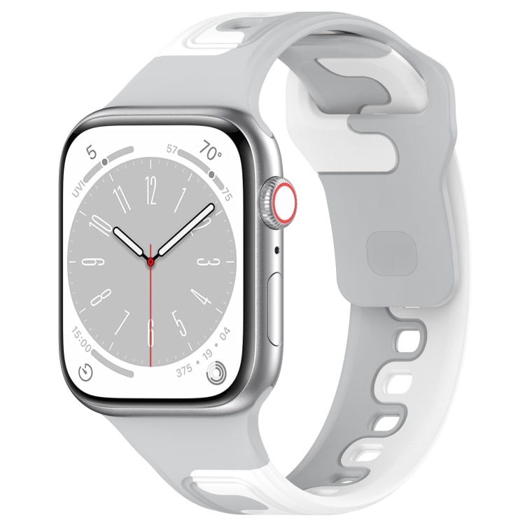 For Apple Watch 38mm Double Color Silicone Watch Band(Grey+White) - Watch Bands by PMC TechLife | Online Shopping South Africa | PMC TechLife