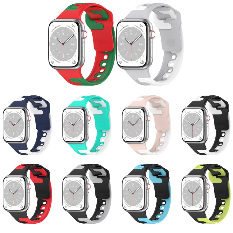 For Apple Watch 5 40mm Double Color Silicone Watch Band(Cyan+White) - Watch Bands by PMC TechLife | Online Shopping South Africa | PMC TechLife