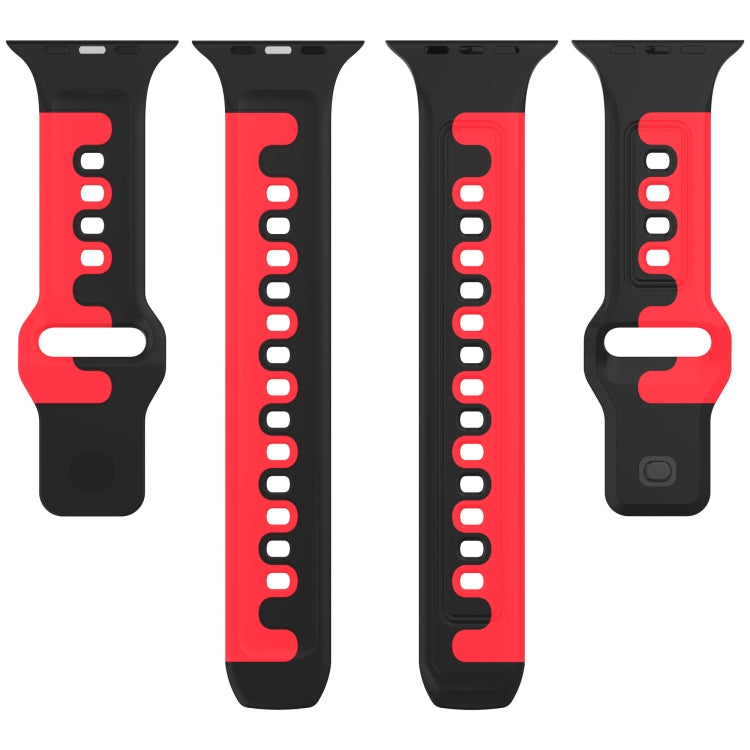 For Apple Watch 6 40mm Double Color Silicone Watch Band(Black+Green) - Watch Bands by PMC TechLife | Online Shopping South Africa | PMC TechLife