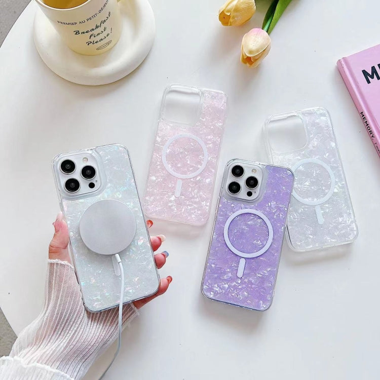 For iPhone 15 Shell Texture MagSafe TPU Phone Case(Purple) - free shipping - PMC TechLife - Order now!