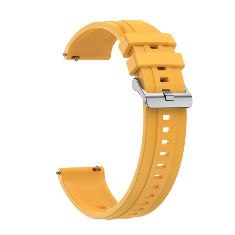 For Huawei Watch GT4 41mm Tire Pattern Silver Buckle Silicone Watch Band(Yellow) - Watch Bands by PMC TechLife | Online Shopping South Africa | PMC TechLife