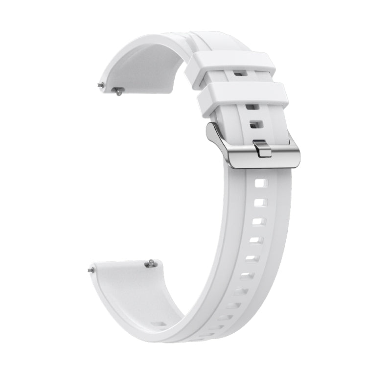For Huawei Watch GT4 46mm Tire Pattern Silver Buckle Silicone Watch Band(White) - Watch Bands by PMC TechLife | Online Shopping South Africa | PMC TechLife