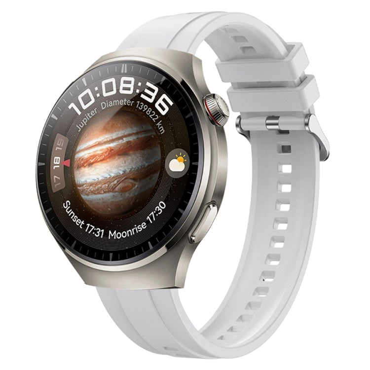 For Huawei Watch 4 Pro Tire Pattern Silver Buckle Silicone Watch Band(White) - Watch Bands by PMC TechLife | Online Shopping South Africa | PMC TechLife