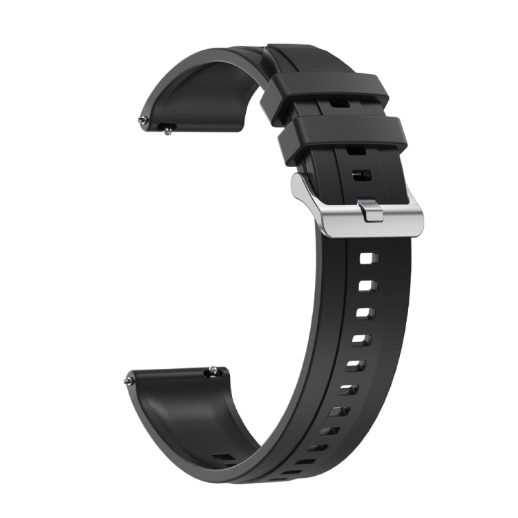 For Huawei Watch3 Pro New / GT Runner Tire Pattern Silver Buckle Silicone Watch Band(Black) - Watch Bands by PMC TechLife | Online Shopping South Africa | PMC TechLife