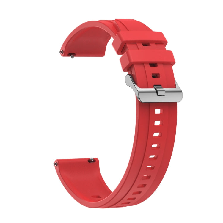 For Huawei Watch GT3 Pro 46mm Tire Pattern Silver Buckle Silicone Watch Band(Red) - Watch Bands by PMC TechLife | Online Shopping South Africa | PMC TechLife