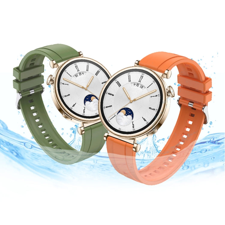 For Huawei Watch GT4 46mm Tire Pattern Silver Buckle Silicone Watch Band(Green) - Watch Bands by PMC TechLife | Online Shopping South Africa | PMC TechLife