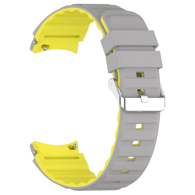 For Samsung Galaxy Watch 5 Two Color Horizontal Silicone Watch Band(Grey Yellow) - Watch Bands by PMC TechLife | Online Shopping South Africa | PMC TechLife