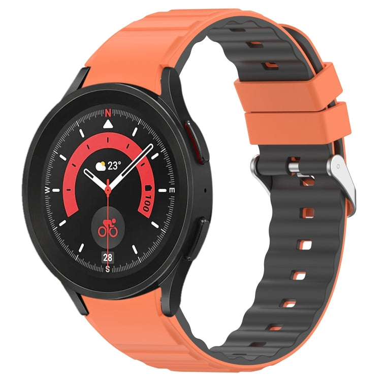 For Samsung Galaxy Watch 5 Two Color Horizontal Silicone Watch Band(Orange Grey) - Watch Bands by PMC TechLife | Online Shopping South Africa | PMC TechLife