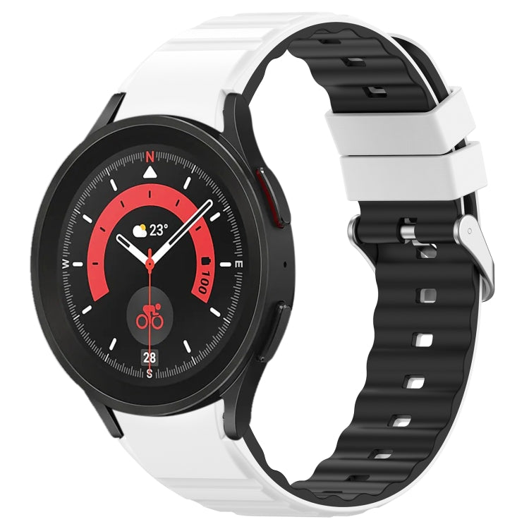 For Samsung Galaxy Watch 5 Two Color Horizontal Silicone Watch Band(White Black) - Watch Bands by PMC TechLife | Online Shopping South Africa | PMC TechLife