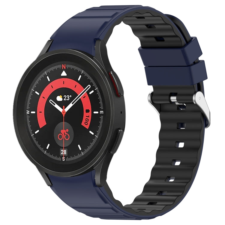 For Samsung Galaxy Watch 5 Two Color Horizontal Silicone Watch Band(Blue Black) - Watch Bands by PMC TechLife | Online Shopping South Africa | PMC TechLife