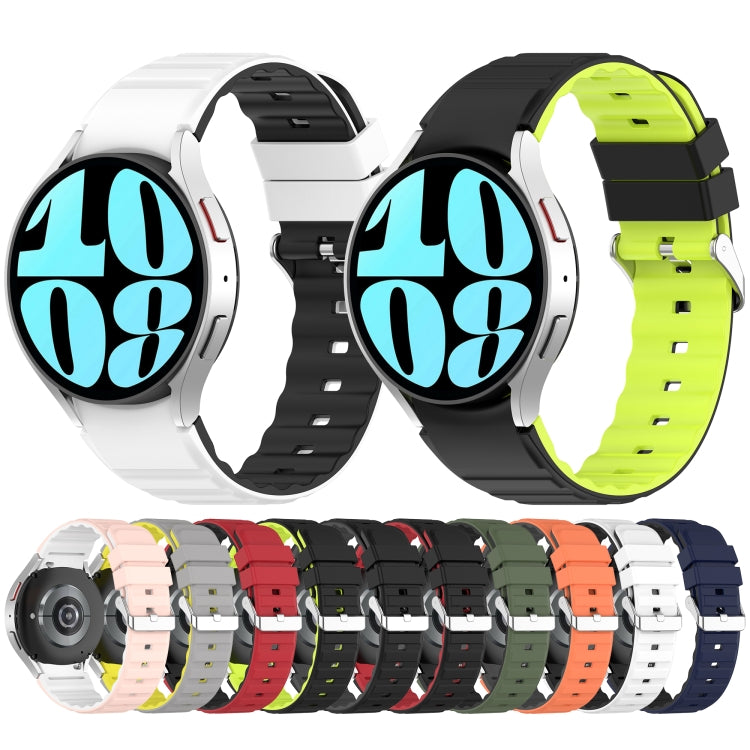 For Samsung Galaxy Watch 6 Two Color Horizontal Silicone Watch Band(Pink White) - Watch Bands by PMC TechLife | Online Shopping South Africa | PMC TechLife
