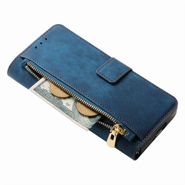 For Samsung Galaxy Z Fold5 5G Retro MagSafe Magnetic Zipper Wallet Leather Phone Case(Blue) - Galaxy Z Fold5 Cases by PMC Jewellery | Online Shopping South Africa | PMC Jewellery