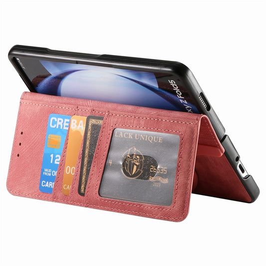 For Samsung Galaxy Z Fold5 5G Retro MagSafe Magnetic Zipper Wallet Leather Phone Case(Pink) - Galaxy Z Fold5 Cases by PMC Jewellery | Online Shopping South Africa | PMC Jewellery