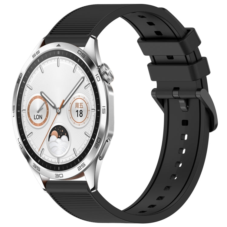 For Huawei Watch GT4 46mm 22mm Textured Silicone Solid Color Watch Band(Black) - Watch Bands by PMC TechLife | Online Shopping South Africa | PMC TechLife