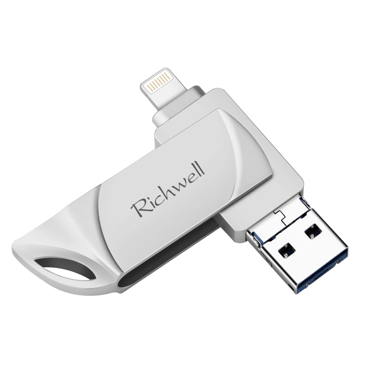 Richwell  DXZ64 USB Flash  Disk 64G 3 in 1  Micro USB + 8 Pin + USB 3.0 Compatible IPhone & IOS(Silver) - U Disk & Card Reader by Richwell | Online Shopping South Africa | PMC Jewellery | Buy Now Pay Later Mobicred