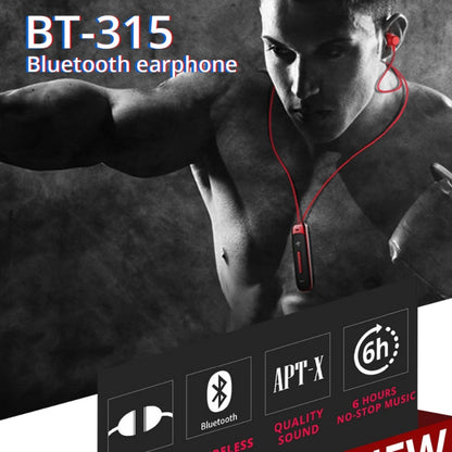 BT315 Sport Bluetooth Headset Wireless Stereo Earphone Bluetooth 4.1 Earpiece With Mic Sport Bass Magnetic Necklace Earpiece(Red) - Sport Earphone by PMC Jewellery | Online Shopping South Africa | PMC Jewellery