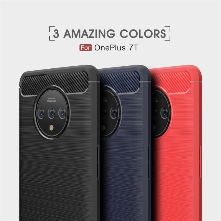 For Oneplus 7T Brushed Texture Carbon Fiber TPU Case(Black) - OnePlus Cases by PMC TechLife | Online Shopping South Africa | PMC TechLife | Buy Now Pay Later Mobicred