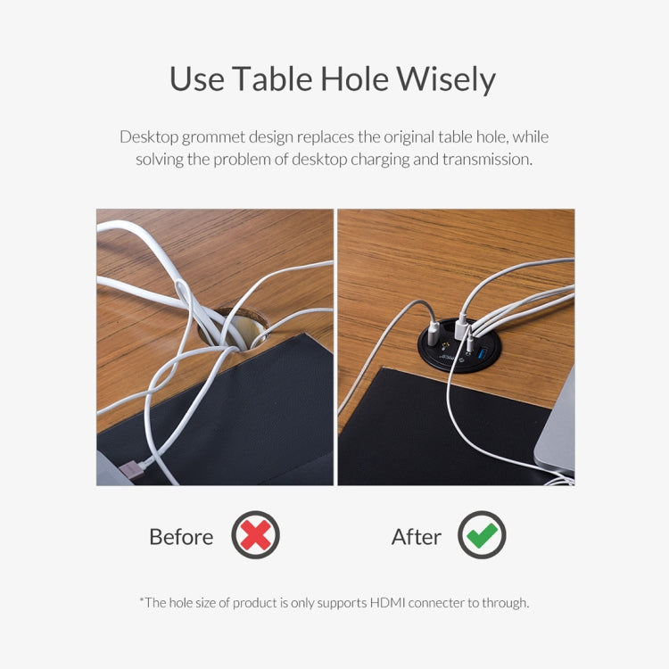 ORICO DESK-2U1C Desktop Power Grommet Multi-Function HUB - free shipping - PMC TechLife - Order now!