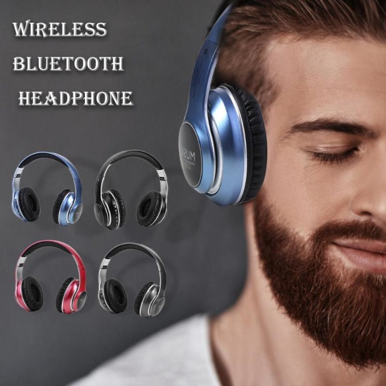 VJ033 Multi-function Upgrade Bluetooth 5.0 Headset Stereo Wireless LED Microphone FM Radio Headset(Blue) - Headset & Headphone by PMC TechLife | Online Shopping South Africa | PMC TechLife