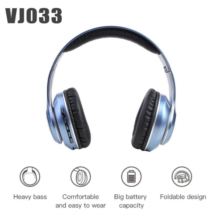 VJ033 Multi-function Upgrade Bluetooth 5.0 Headset Stereo Wireless LED Microphone FM Radio Headset(Gray) - Headset & Headphone by PMC Jewellery | Online Shopping South Africa | PMC Jewellery