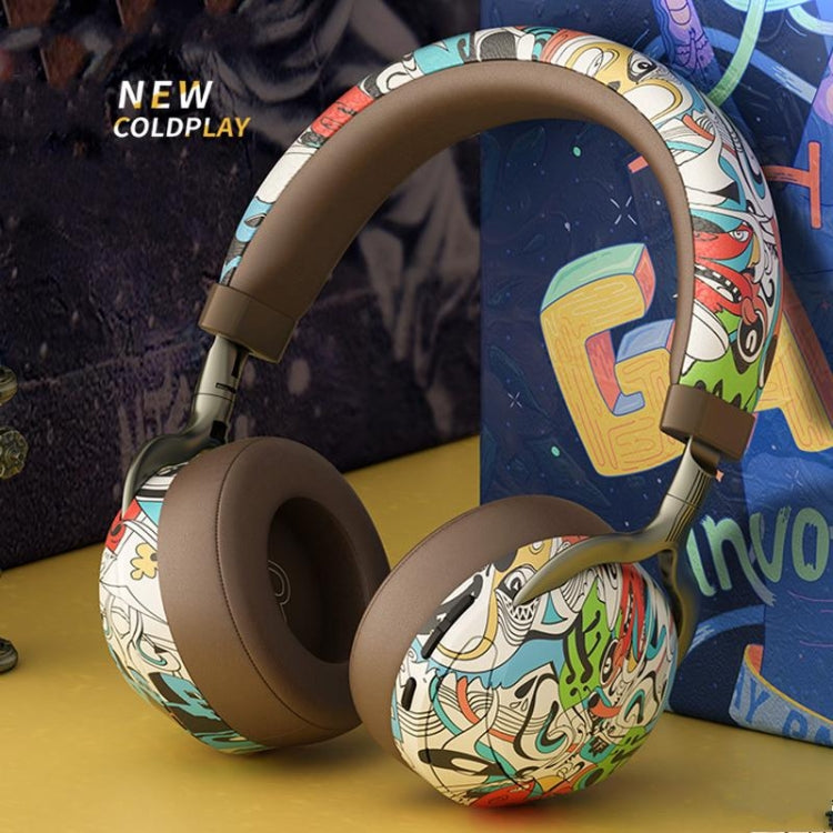 VJ086 Graffiti Headset Wireless Sports Bluetooth Headset Water Transfer Color Print Headset, Support TF, FM(Dazzle Colour) - Headset & Headphone by PMC Jewellery | Online Shopping South Africa | PMC Jewellery