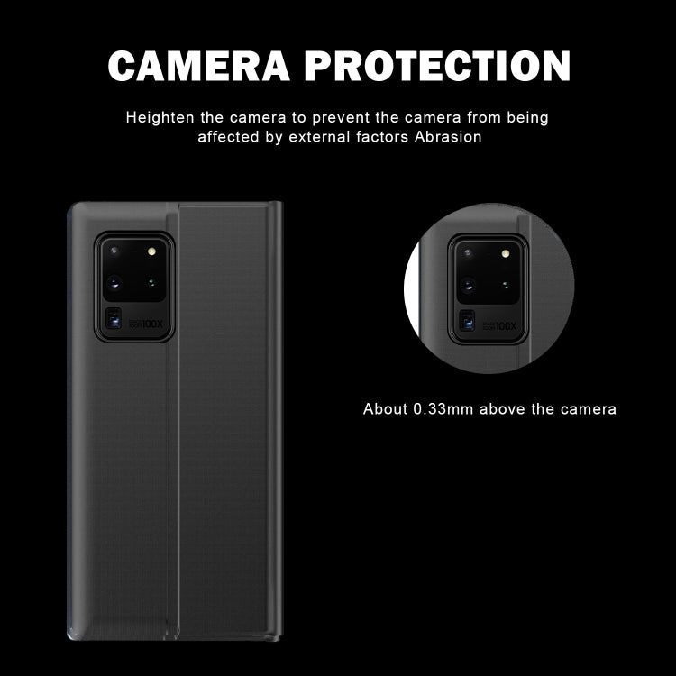 For Galaxy S20 Ultra Side Display Magnetic Horizontal Flip Plain Texture Cloth + PC Case with Holder & Sleep / Wake-up Function(Black) - free shipping - PMC TechLife - Order now!
