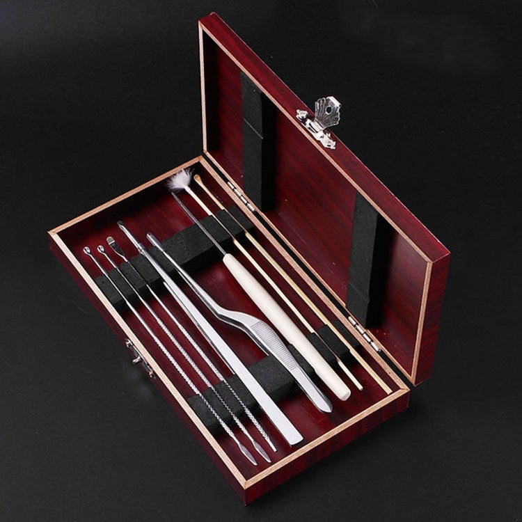 8-in-1 Wooden Box Ear Picking Tool Set - Ear Care Tools by PMC TechLife | Online Shopping South Africa | PMC TechLife