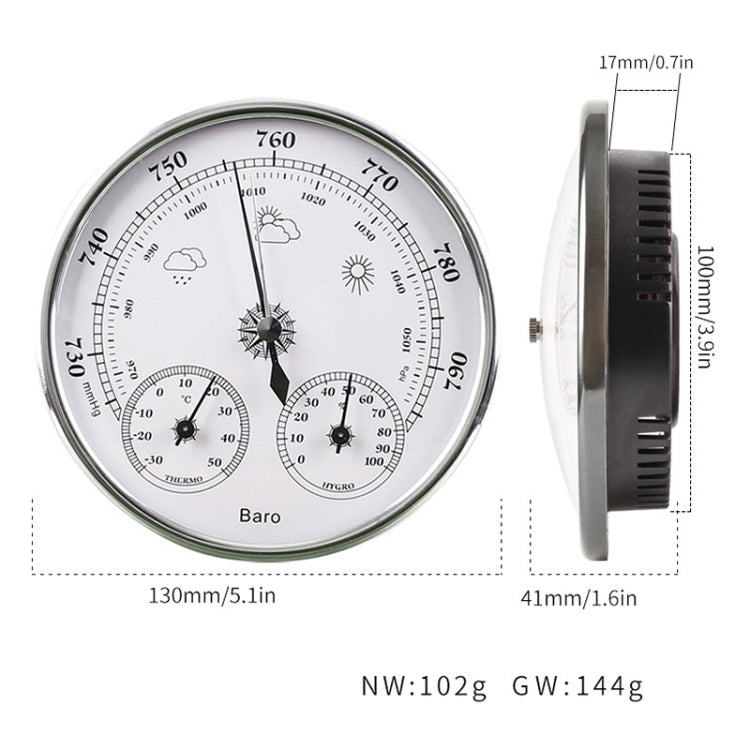 THB9392 Wall Hanging Household Weather Station Barometer Thermometer Hygrometer, 128mm (Silver) - Indoor Thermometer by PMC TechLife | Online Shopping South Africa | PMC TechLife | Buy Now Pay Later Mobicred