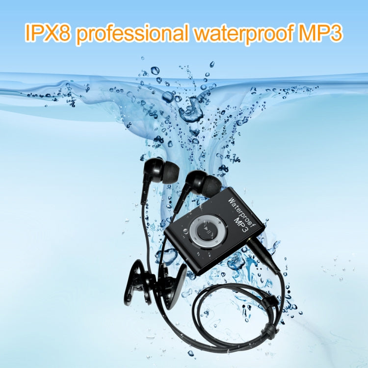 C26 IPX8 Waterproof Swimming Diving Sports MP3 Music Player with Clip & Earphone, Support FM, Memory:8GB(Black) - MP3 Player by PMC Jewellery | Online Shopping South Africa | PMC Jewellery