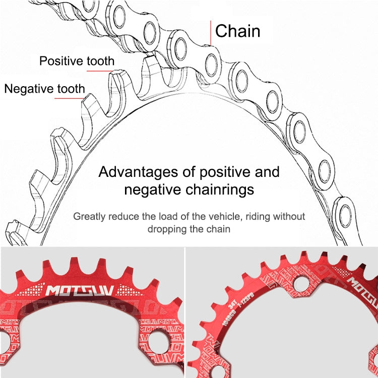 MOTSUV Narrow Wide Chainring MTB  Bicycle 104BCD Tooth Plate Parts(Purple) - Bicycle Brake Parts by MOTSUV | Online Shopping South Africa | PMC TechLife | Buy Now Pay Later Mobicred