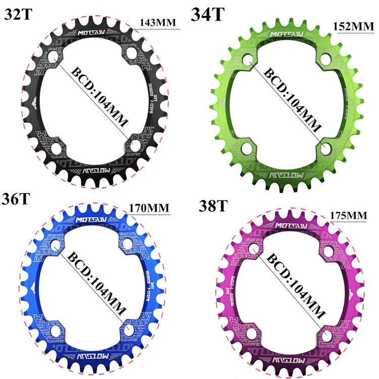 MOTSUV Narrow Wide Chainring MTB  Bicycle 104BCD Tooth Plate Parts(Purple) - Bicycle Brake Parts by MOTSUV | Online Shopping South Africa | PMC TechLife | Buy Now Pay Later Mobicred