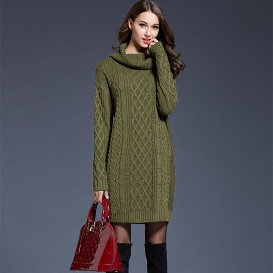 Autumn And Winter Knitwear Dresses Long Turtleneck Sweater For Women, Size: M(Army Green) - Sweater by PMC Jewellery | Online Shopping South Africa | PMC Jewellery