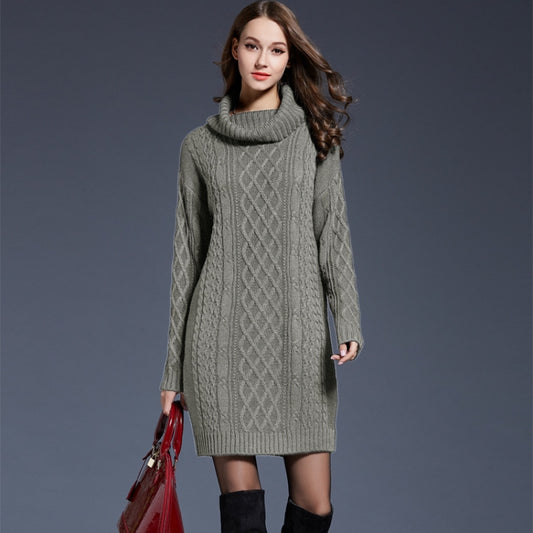 Autumn And Winter Knitwear Dresses Long Turtleneck Sweater For Women, Size: XXL(Grey) - Sweater by PMC Jewellery | Online Shopping South Africa | PMC Jewellery
