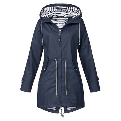 Women Waterproof Rain Jacket Hooded Raincoat, Size:M(Navy Blue) - Hoodie by PMC Jewellery | Online Shopping South Africa | PMC Jewellery