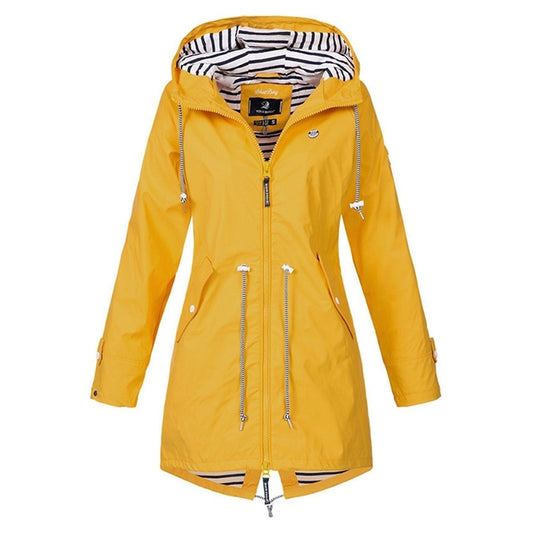 Women Waterproof Rain Jacket Hooded Raincoat, Size:M(Yellow) - Hoodie by PMC Jewellery | Online Shopping South Africa | PMC Jewellery
