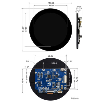 Waveshare 3.4 inch DSI Round Touch Display, 800 × 800, IPS, 10-Point Touch - LCD & LED Display Module by Waveshare | Online Shopping South Africa | PMC Jewellery