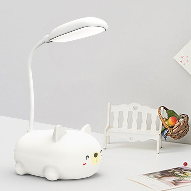 Cartoon Cat Design LED Eye Protection Reading Lamp USB Rechargeable Desk Lamp(White) -  by PMC TechLife | Online Shopping South Africa | PMC TechLife