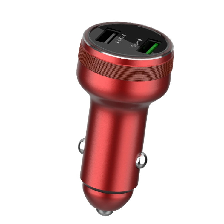 QIAKEY GX739 Dual USB Fast Charge Car Charger(Red) - Car Charger by QIAKEY | Online Shopping South Africa | PMC Jewellery