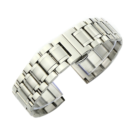 24mm Steel Bracelet Butterfly Buckle Five Beads Unisex Stainless Steel Solid Watch Strap, Color:Silver - Watch Bands by PMC Jewellery | Online Shopping South Africa | PMC Jewellery