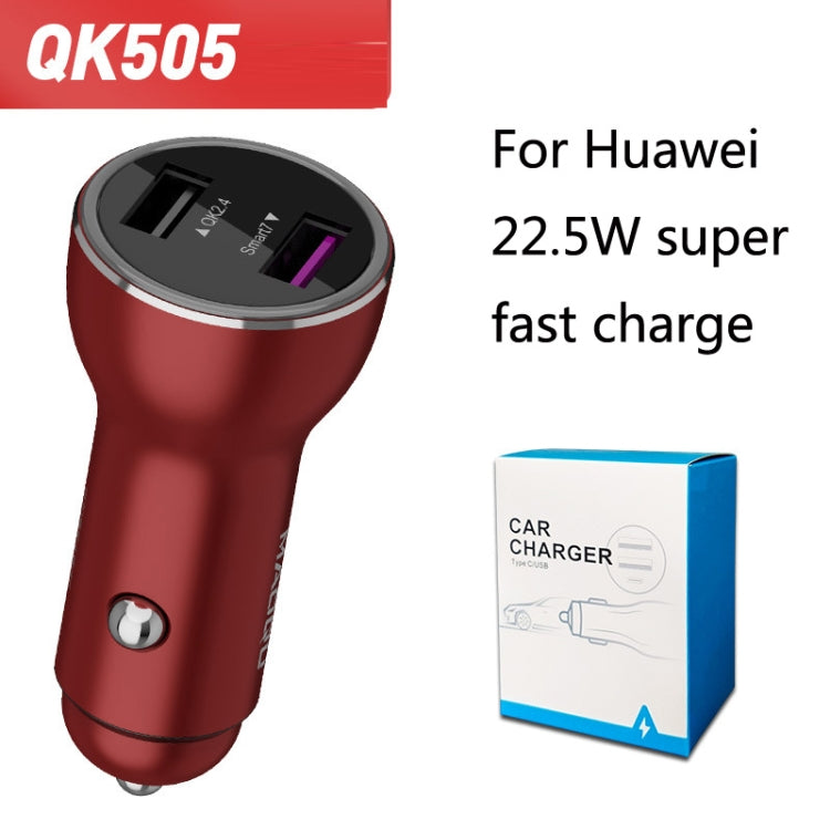 QIAKEY QK505 Dual Ports Fast Charge Car Charger(Red) - Car Charger by QIAKEY | Online Shopping South Africa | PMC Jewellery