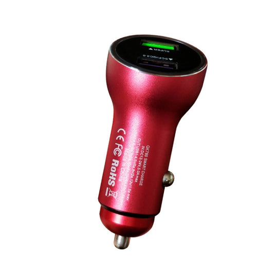 QIAKEY QK789 Dual Ports Fast Charge Car Charger(Red) - Car Charger by QIAKEY | Online Shopping South Africa | PMC Jewellery