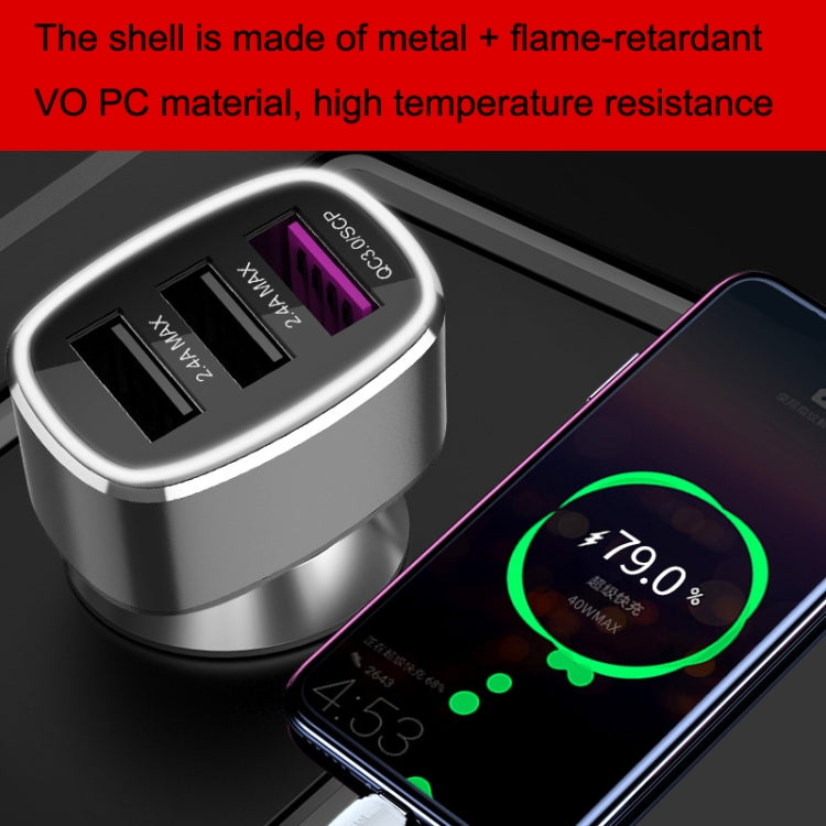 QIAKEY GT780 3 USB Ports Fast Charge Car Charger(Black) - free shipping - PMC TechLife - Order now!