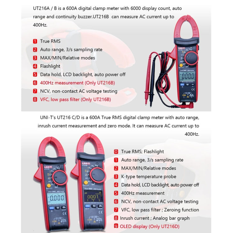 UNI-T UT216C 600A Digital Clamp Meter AC DC Voltage Detector - free shipping - PMC TechLife - Order now!